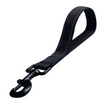 Guinzaglio corto per cani da 33 cm con impugnatura imbottita, tessuto in nylon resistente, nero riflettente.