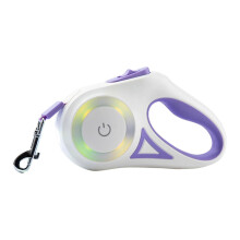 Guinzaglio retrattile per cani con impugnatura ergonomica e anello luminoso a LED con controllo touch per passeggiate notturne