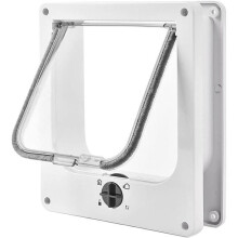 4-Way Cat Flap Door for Pets with Tunnel, Lockable Cat Door, XL 25x29x5.5cm, White