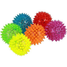 Set of 6 Light-Up Balls - Dog Toys - Elastic - Squeak - Small Size: 6.3 cm