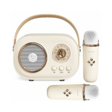 Mini Karaoke for Kids, Portable Bluetooth Speaker with 2 Wireless Microphones, Toys for Boys and Girls
