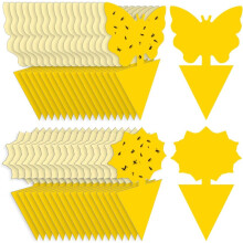 Pacote com 36 armadilhas adesivas amarelas para moscas-das-frutas e mosquitos-fungo, inodoras e atóxicas, para proteção de plantas em ambien