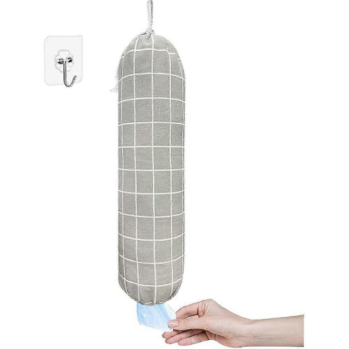 Wall Mount Cotton Linen Bag Dispenser Holder with Drawstring Closure for Home Kitchen Storage