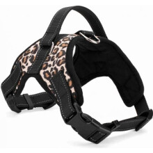 Small Dog Harness - Size S - Leopard Print - Adjustable, Padded and Soft with Handle - Top Quality!