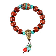 Natural Turquoise Beaded Bracelet Handmade With Copper Beads-B