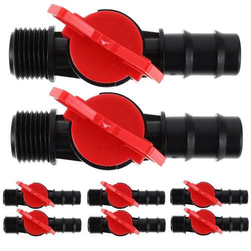 Ball Valve for Drip Irrigation Systems Plastic Water Flow Control 8-Pack