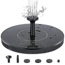 Fuente de agua solar de 16 cm, color negro, con 4 boquillas para estanque o bebedero de pájaros.