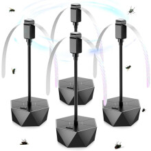Kit com 4 ventiladores repelentes de moscas pretos para mesas, repelente de insetos portátil para uso interno e externo, mantém as moscas lo