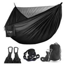 Amaca portatile antizanzare per campeggio e picnic, con corda singola o doppia in nylon, portata 300 kg, 270x140 cm, nera.