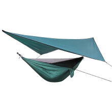 Set composto da amaca e fondale con zanzariera per esterni, tenda parasole 360x290 cm, amaca 270x140 cm, tessuto scozzese 210T e nylon.