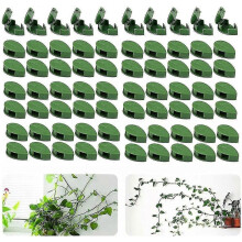 Wall Climbing Plant Clips Set of 70 with Adhesive, Leaf Shape Green ABS for Indoor Outdoor Plants & Cable Management