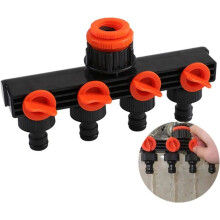 Y-shaped tap selector with 4 outlet valves, 4-way diverter tap connector, hose diverter for adjustable water flow