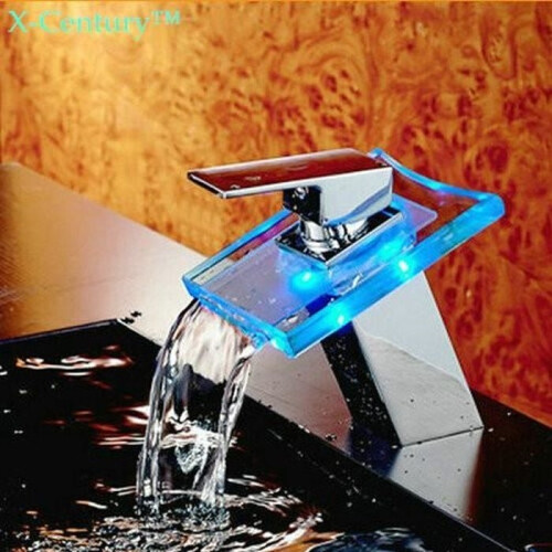 Modern Style LED Bathroom Mixer Tap - Grey - Single Hole - Height 185mm - Chrome
