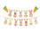 Easter party, cartoon bunny pulling flags, holiday-themed decorative banner pulling flowers 1