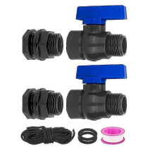Rain Barrel Spigot Kit 2-Pack 3/4inch GHT Hose Shut Off Valve with Bulkhead Fitting