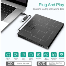 External USB 3.0 & Type-C CD/DVD Drive, External CD/DVD/-RW/ROM Writer, High-Speed Transmission