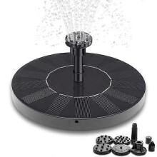 Pompa fontannowa solarna do poidełka dla ptaków z 6 dyszami 16 cm, czarna, ABS