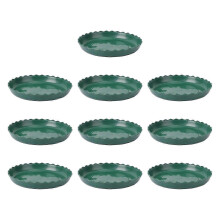 Sottovaso in plastica, colore verde, dimensioni 17,5x17,5x2,4 cm, confezione da 10 pezzi, per piante in vaso da interno.