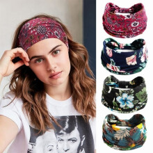 ANNEFLY Set of 4 Women's Boho Bandana Wrap Yoga Elastic Headband