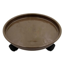 Carrello portavaso in plastica marrone con ruote, 21,5 cm, per interni, esterni, giardino e balcone.