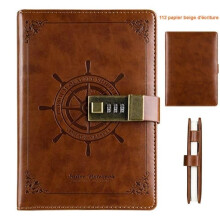 Travel Notebooks PU Leather Diary Journal Notebook with Password Lock Retro Student Adult Journal School Planners Notepad
