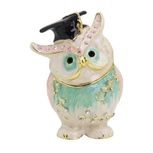 Elegant Owl Doctor Jewelry Box Handcrafted Home Decorative-Pink