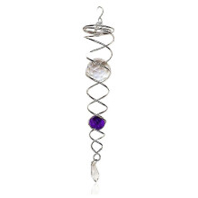Purple Gazing Ball Wind Spinner with Spiral Tail, Stainless Steel Garden Ornament