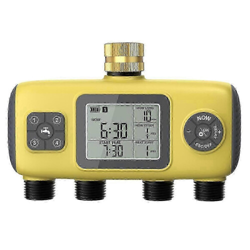 Programmable 4-Zone Garden Drip Irrigation Controller with Rain Delay & Imperial Threaded Interface