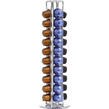 Nespresso Capsule Holder - Rotating - Stainless Steel - Blue - Holds 40 Capsules