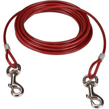 Cavo di fissaggio per cani da 10 m, anima in acciaio con rivestimento in PVC, resistente alle intemperie, per cani di taglia media fino a 57 kg.