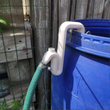 Rain Barrel Overflow Pipe with Downspout Hose, No-Drill Installation for Water Storage Tanks, Black Plastic