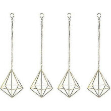 Geometric Metal Plant Hanger Racks, Set of 4, Gold Iron Frame for Indoor Plants