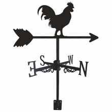 Black Metal Rooster Weather Vane for Roof or Garden, Iron Cockerel Wind Direction Indicator
