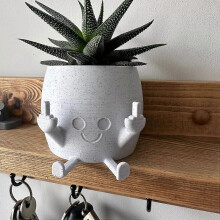 Maceta sonriente con dedos medios levantados, maceta de resina para suculentas, ideal para decoración de interiores y exteriores.