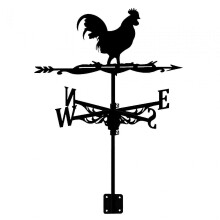 Black Metal Roof Mount Weathervane, Vintage Style Wind Indicator for Garden or Cupola, 53cm H