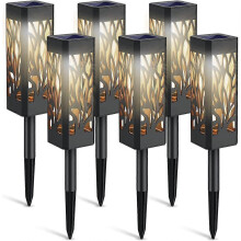 Lampy solarne zewnętrzne, 6 sztuk, ciepłe białe diody LED, wodoodporne, IP65, do ogrodu, ścieżki, trawnika i patio