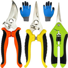 Snoeischaarset van 4 stuks met tuinhandschoenen, veiligheidsslot en roestvrijstalen bladen