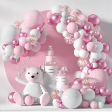 Balloon decorating kit - Riavika - 104 pieces - Pink and white - Easy to use - Romantic