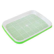 Hydroponische zaaibak zonder aarde, 32,5 x 24,5 cm, dubbele laag, voor het kweken van spruitjes, groen PP-plastic