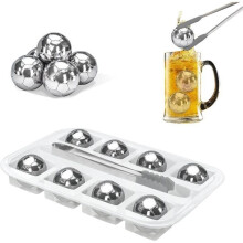 Stainless Steel Ice Cubes, 8 Pcs Reusable Whiskey Ice Cubes with Clips, No Dilution, Gift for Men and Women