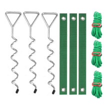 Heavy Duty Spiral Tree Stake Kit with Ground Nails, Straps and Ropes for Young Tree Support