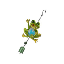 Wind Chime with Bell for Outdoor Garden Patio, Iron Animal Pendant Wall Hanging Ornament, Glass Decor