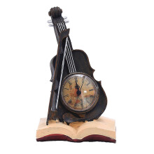 Ornamento vintage a forma di violino, scultura in resina per decorazione d'interni, statuetta artistica retrò, orologio in miniatura