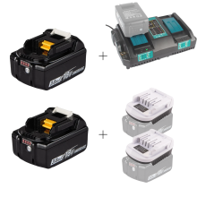 18V Pro Kit kompatibel mit Makita: 2  3 Ah BL1830 Akkus + DC18RD Doppelladegerät + G-Series Adapter – Schnelle, sichere Stromversorgung f