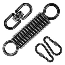 Molla oscillante per sedia sospesa con 2 moschettoni e gancio girevole a 360, kit di sospensione in metallo nero