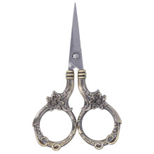 Vintage bloemenschaar voor borduren, naaien en handwerken, retro bronzen knutselschaar, roestvrij staal 9 cm