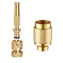 Ugello per tubo da giardino in ottone massiccio con molteplici modalità di getto, resistente e antiruggine.