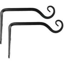 Wall Hook Hanging Plant Bracket, 2 Pack Black 6 Inch Plant Hanger for Planters, Lanterns & Bird Feeders