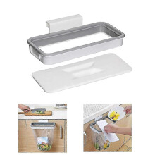 Trash Bag Holder for Cabinets, No Screws Installation, ABS Plastic with Lid, 10lb Capacity