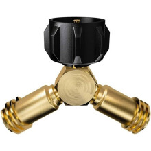 Y-splitter for propane tank, propane adapter, 2-way valve for a 20 lb LPG gas cylinder connecting 2